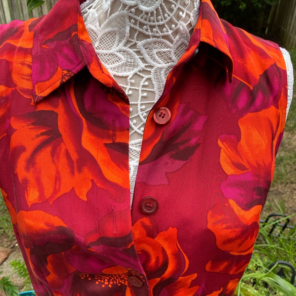 GRACE 100% Silk Button Sleveless Drress SZ 12 NWT